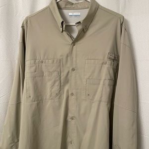Columbia PFG Tan Vented Long Sleeve Button Up Shirt Size XL